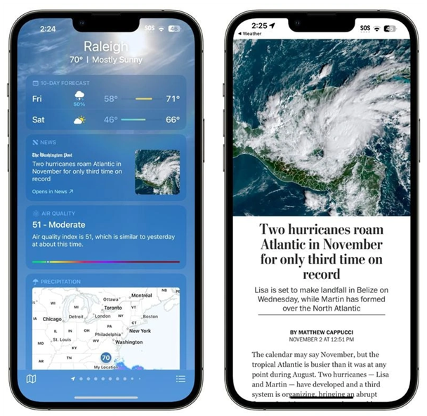 兴义苹果14维修分享iPhone 14手机如何看天气时顺带看新闻 