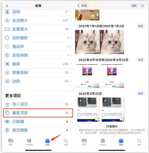 兴义苹果手机维修分享iOS 16 中相册重复项目功能使用方法 